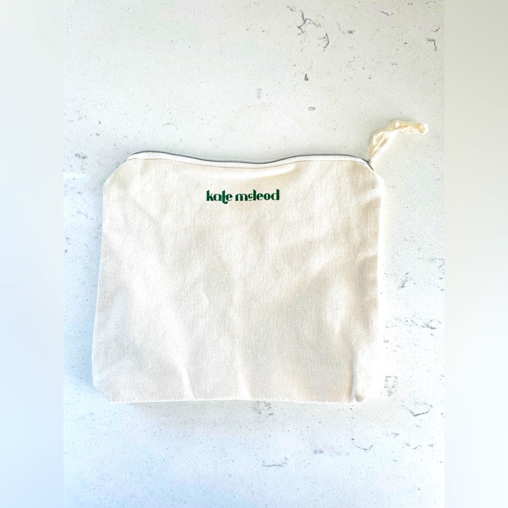 Kate McLeod Beige Canvas Cosmetic Toiletry Bag